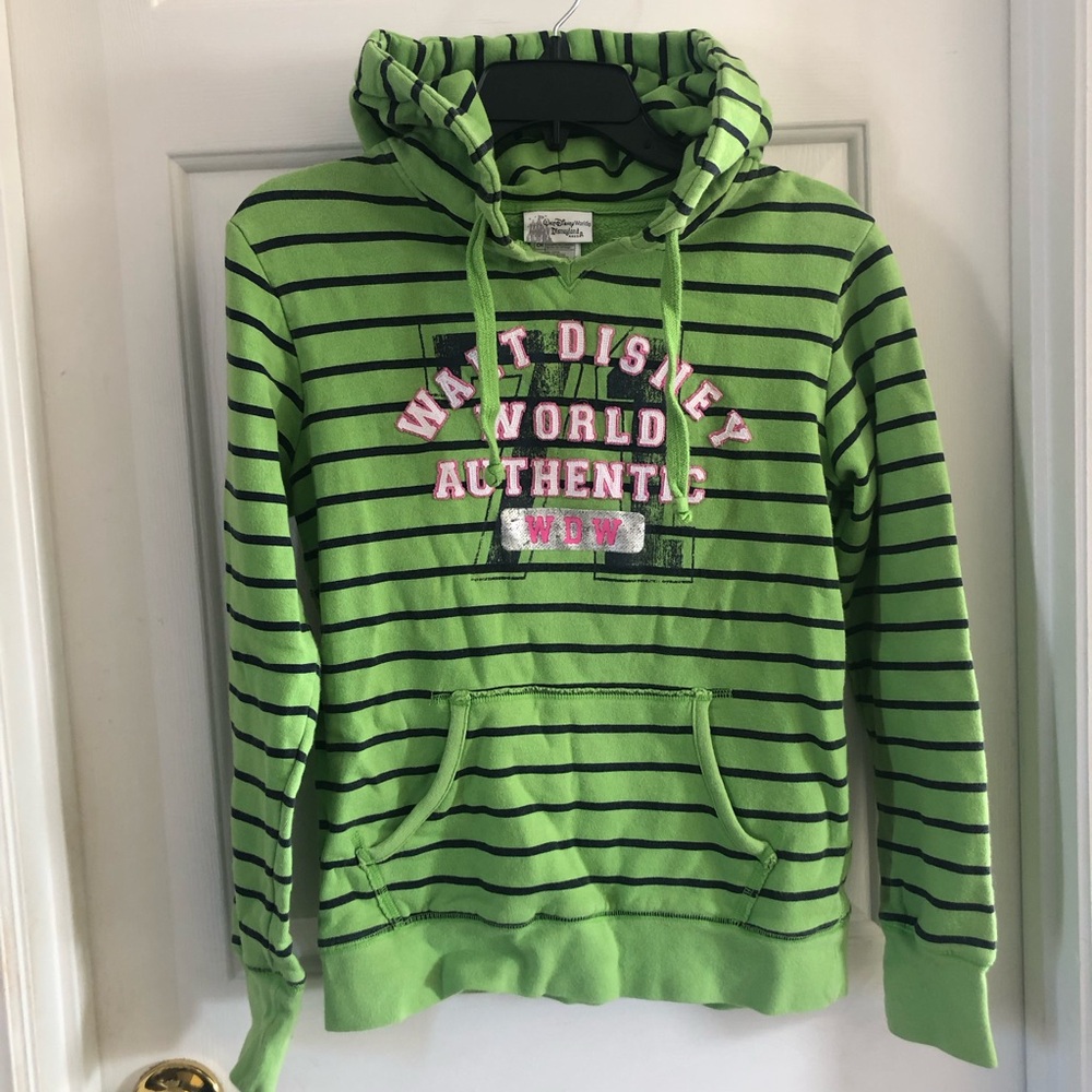 Disneyland Resort Women’s Striped Hoodie Sweatshirt Green Disney Small
